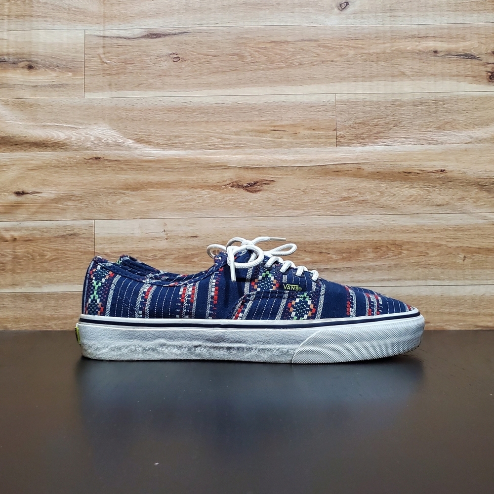 Vans Off The Wall Tribal Printed Blue White Sneakers Women's Size 9.5